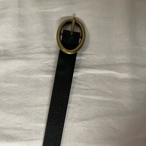 Black Leather Belt with Gold Accents for Young Girls